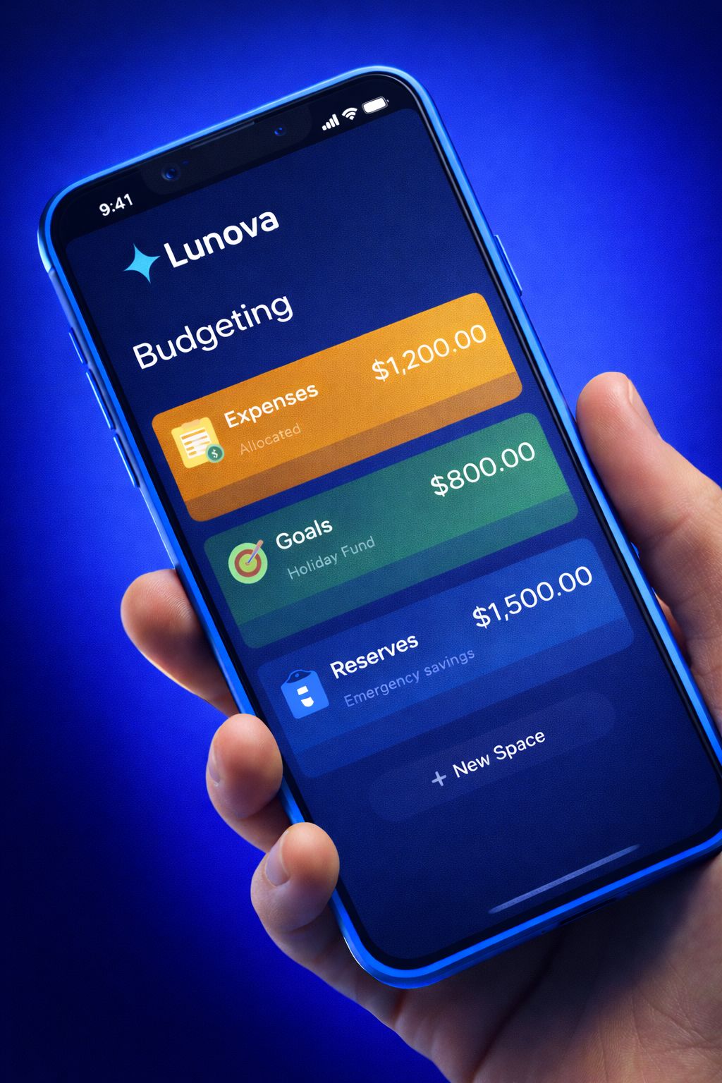 Lunova budgeting and money separation features