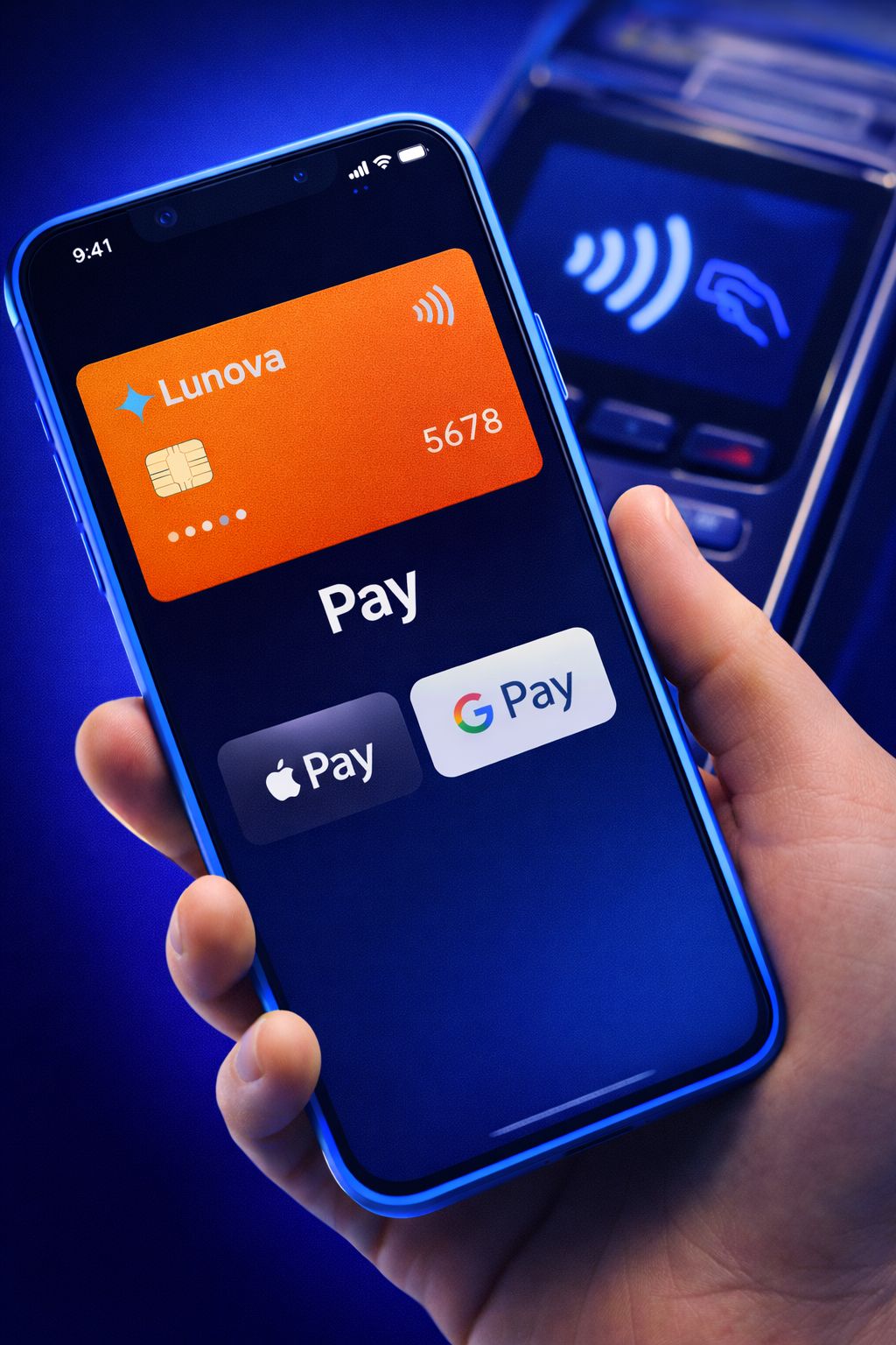 Lunova card used at payment terminal